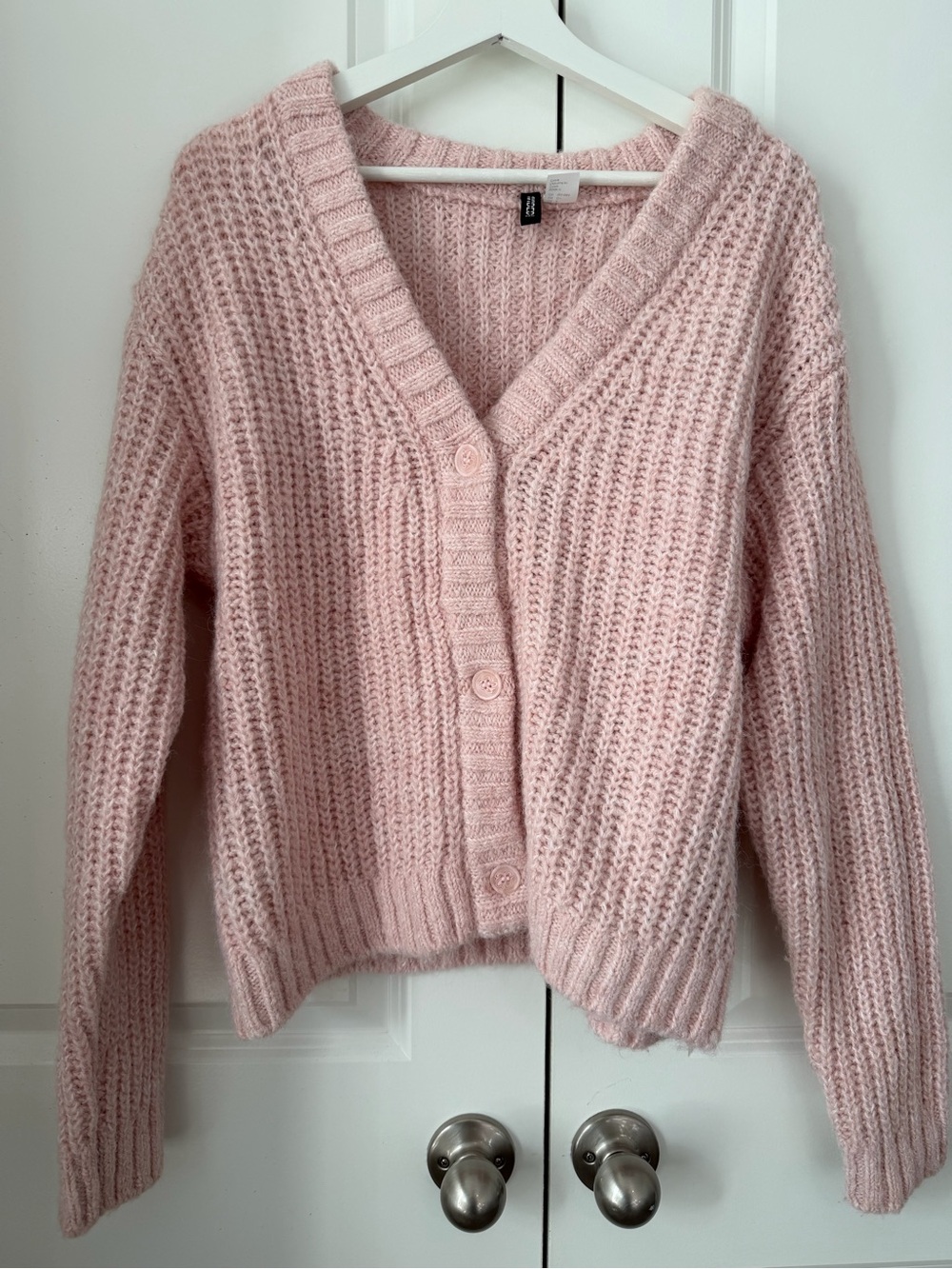 H&M Blush Pink Chunky Knit Button Cardigan